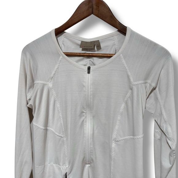 Athleta Women's 1/2 Zip Athletic Yoga Running Pullover White *FLAWS Size M 15x26 - Picture 4 of 5